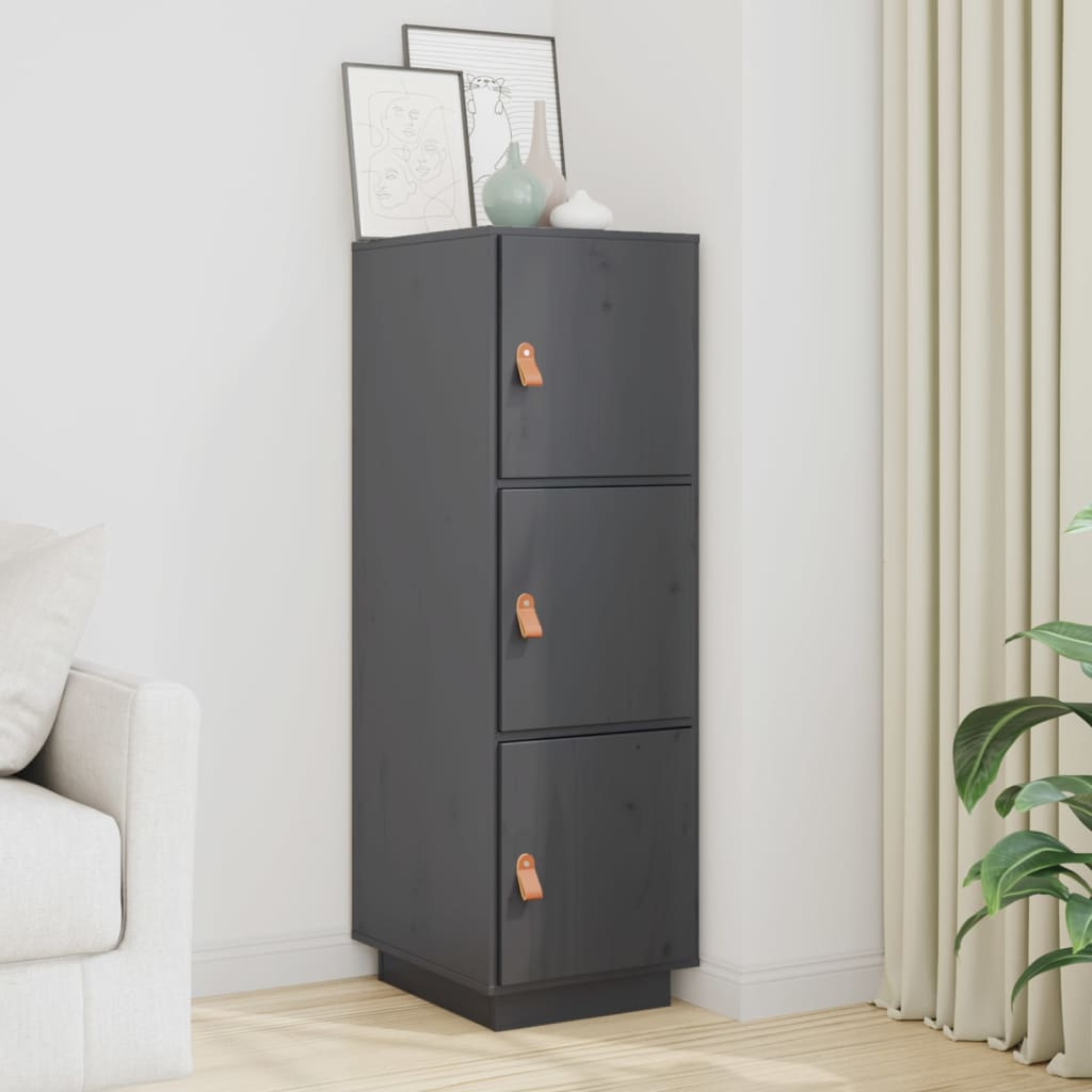 Credenza Grigia 34x40x108,5 cm in Legno Massello di Pino